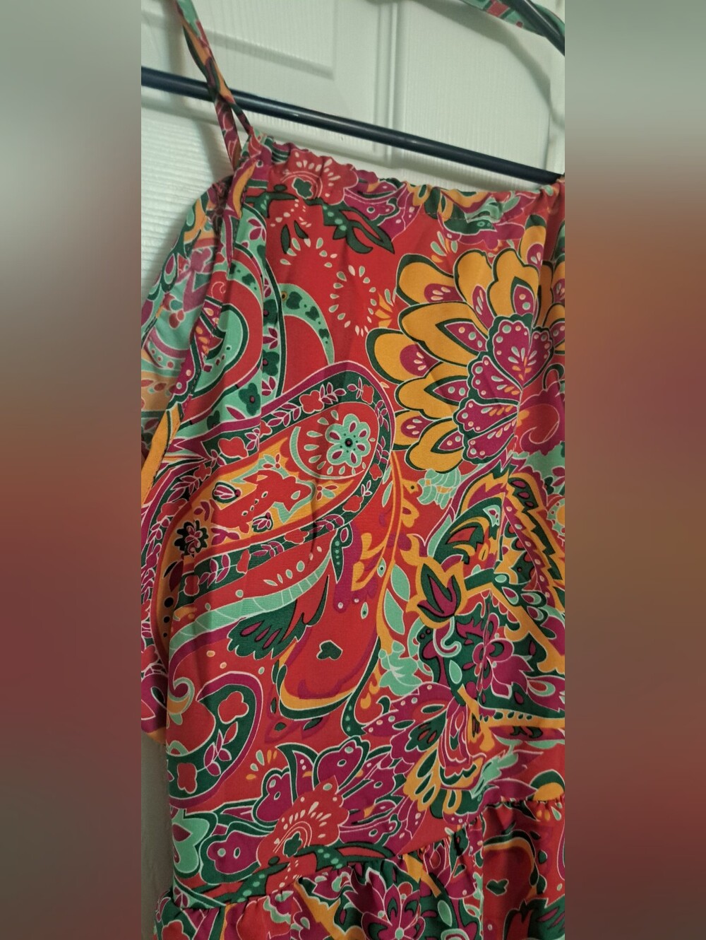 Brand New Boho Paisley Halter Maxi Dress Approx. XL Size 14 Lightweight New - Picture 4 of 13